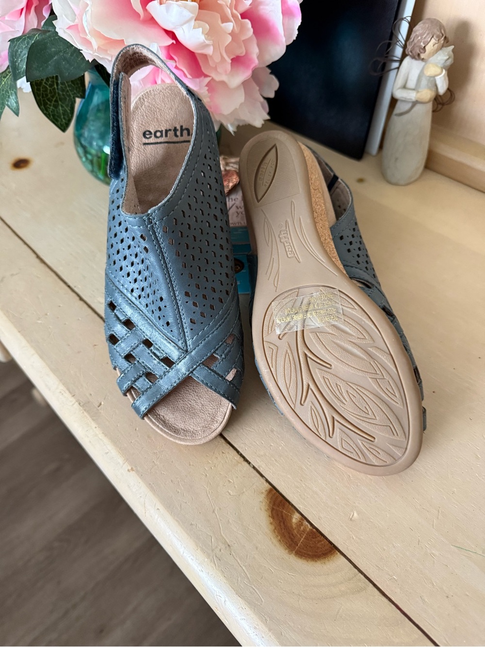Earth Origins Women's Slate Blue Perforated Slingback Mules